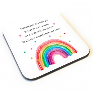 Rainbow ''From My Heart'' Letterbox Gift Wooden Coaster